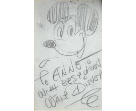 Best Wishes from Mickey Mouse Disney (Walt) A fine pencil Sketch of his celebrated cartoon character Mickey Mouse. Signed by 