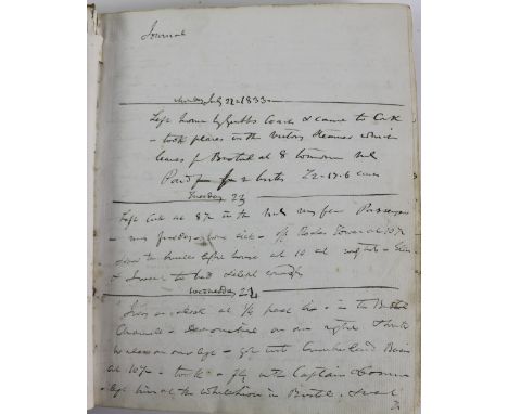 Manuscript Travel Journals of a Co. Cork CoupleCo. Cork: A large quarto Album, rebacked approx. 24cms x 20cms, and with 90 + 