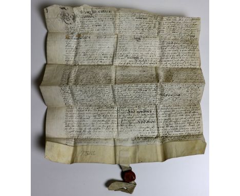 Elizabethan Indenture on Vellum 1571A manuscript indenture dated 17 November, 14th Elizabeth [i.e. 1571], between (1) Walter 
