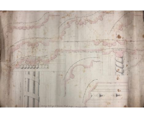 Architectural Drawing for Dunsany CastleCo. Meath: [J. Shiel] An original draft drawing, Working Drawings of Cornices, full s