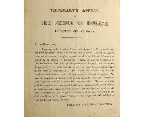Tipperary's Appeal to the People of Ireland in Exile and at Home. Leaflet, addressed to 'Fellow-Countrymen,' issued by 'The R