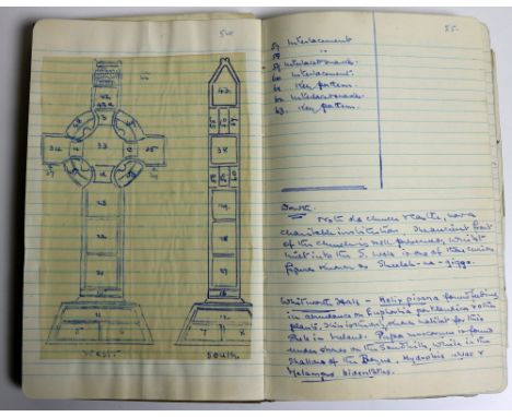 Manuscript: A small octave notebook relating to Irish Antiquities, monuments, fossils etc., c. 1960. A manuscript of approx. 