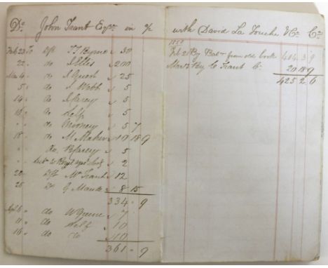 Co. Tipperary: Manuscript: A small manuscript account book of John Trant of Dovea, Thurles, c. 1850 - 1862, in account with D