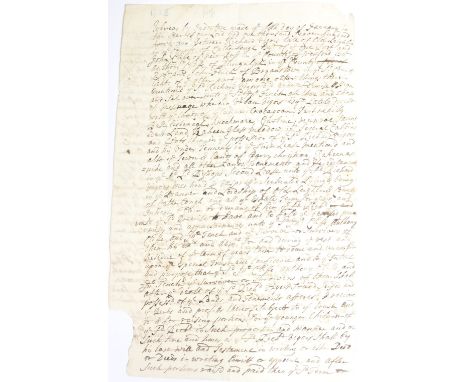 Early 18th Century Land Settlement in Co. CarlowCo. Carlow Manuscript: A deed (paper) dated 17th November 1725 of John Cliffe