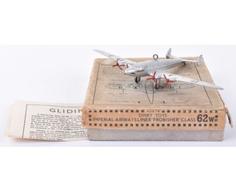 Dinky Toys  62w Imperial Airwys Liner “ Frobisher” Class ,silver body, G-A FDI, 4 x 3 blade propellers, in  good original con