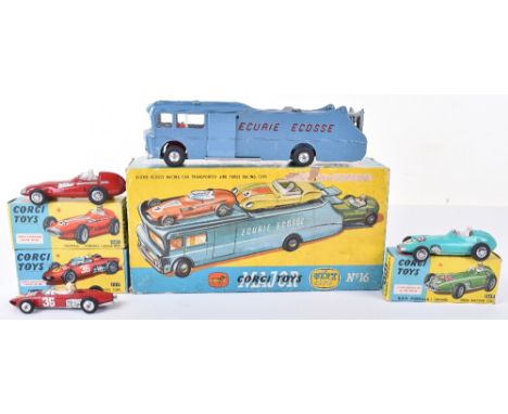 Corgi Toys Gift Set No 16 Ecurie Ecosse Racing Car Transporter ,contains: metallic light blue transporter, red letters to sid