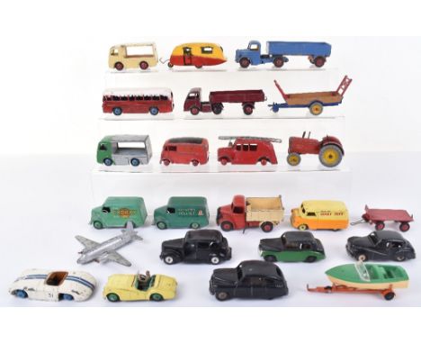 Quantity Of Playworn Unboxed  Dinky Toys, including:25G trailer,25m Bedford tipper, 27a Massey Harris tractor, 30v N.C.B Elec