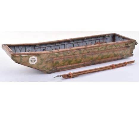 Model of a German Army World War II Sappers Pontoon Section, 1/24th scale tinplate/wooden construction, camouflaged body, com