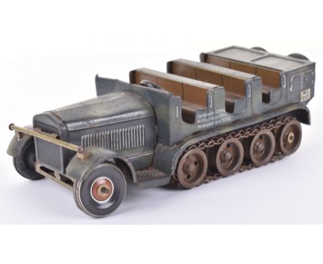 Tipp &amp; Co German Half Track, WL 217,  lithographed  camouflaged tin plate body, clock-work mechanism untested, with-out k