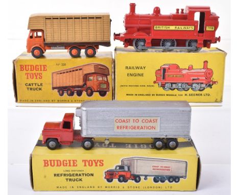 Budgie Toys Long Distance Refrigeration Truck ‘Coast to Coast Refrigeration’ red cab silver back, 220 Leyland Hippo Cattle Tr