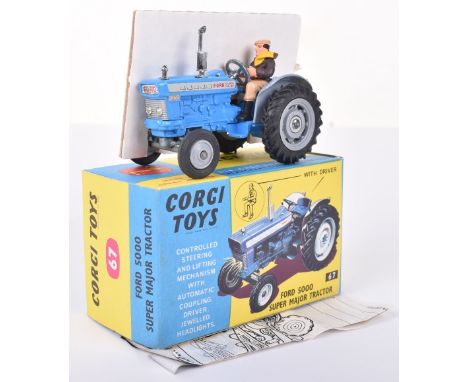 Corgi Toys 67 Ford 5000 Super Major Tractor, blue/grey body, grey plastic wheels with driver, in original mint condition, wit