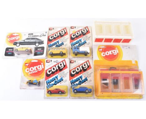 Corgi Juniors Garage Gift Set, three cars included, Volvo, Pontiac and a Lotus Elan with yellow &amp; red plastic garage, plu