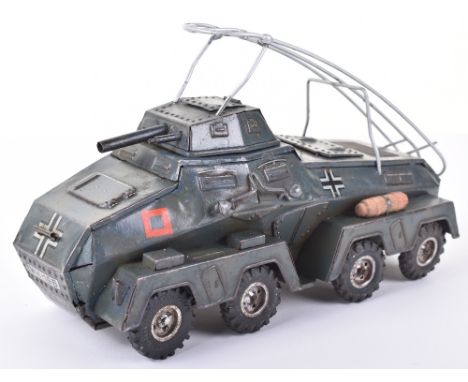 Tipp &amp; Co. Tinplate SDKFZ 234/2 Puma Reconnaissance Heavy Armoured Car, camouflaged body8 rubber tyre wheels, two opening