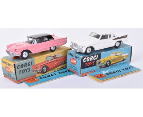 Corgi Toys 214M Ford Thunderbird, pink body, black roof, flat spun wheels, in near mint original condition, with working mech