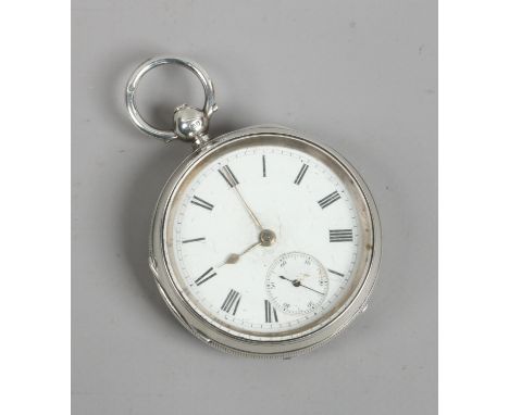 A Victorian silver cased pocket watch with enamel dial and subsidiary seconds, assayed Chester 1899.