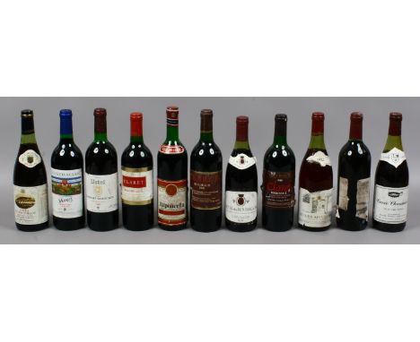 Eleven bottles of red wine mainly French including Italian and Australian; Listel Cipage, Cabernet Sauvignon 1980, Beaujolais