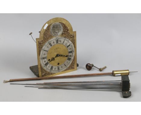 An eight day grandmother clock movement, Westminster chime with gongs, pendulum and key.