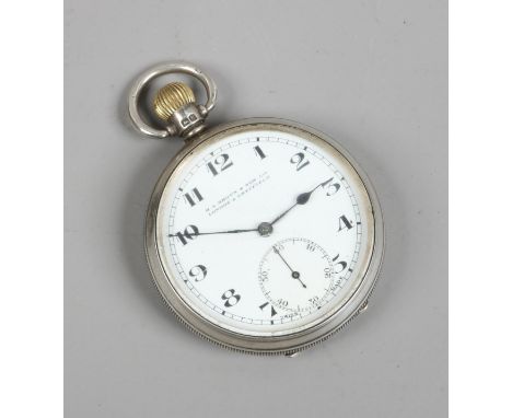 A silver cased presentation pocket watch assayed Birmingham 1936 with white enamel dial subsidiary second dial marked H. L. B