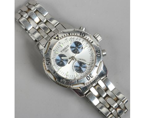 A gentlemans stainless steel Tissot 1853 quartz chronograph bracelet watch. Condition Report. To be used as a guide only. Run