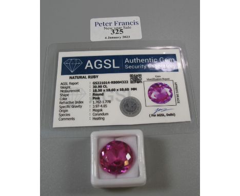 Unmounted ruby with AGSL certificate. not warranted. (B.P. 21% + VAT)