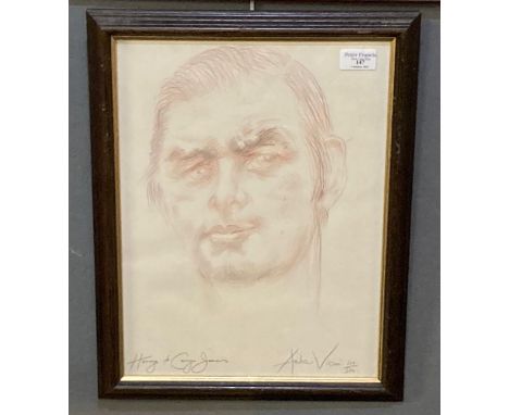 After Andrew Vicari, 'Homage to Carwyn James', limited edition print No. 110 of 500, signed in pencil by the artist.  40x30cm