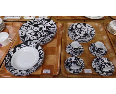 Two trays of E G London foliate and floral pattern dinner and coffee ware, to include: plates bowls, coffee cups and saucers.