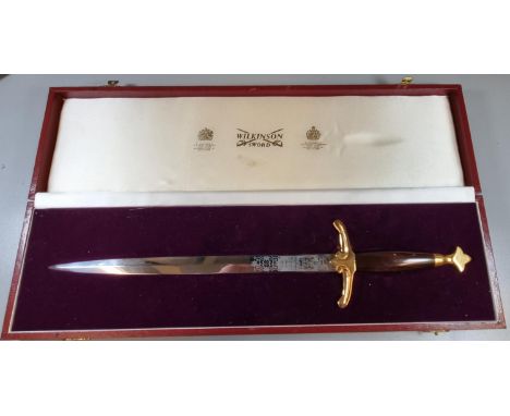 Large "Wilkinson Sword" Brand  sword shaped letter opener.  'By Appointment to H M Queen Elizabeth II and The Duke of Edinbur