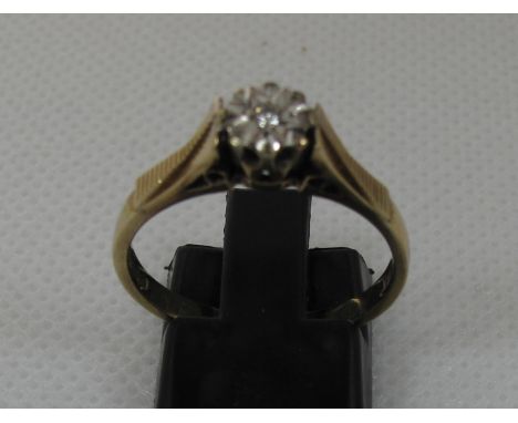 9ct gold and diamond solitaire ring.  Ring size P&1/2.  Approx weight 2.8 grams.(B.P. 21% + VAT) 