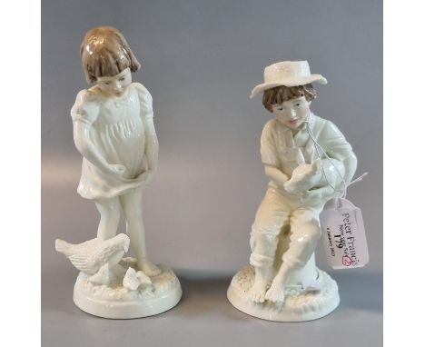 Two Royal Worcester blanc de chine figurines to include: 'Pick of the litter' and 'Feeding Henrietta', both limited edition o