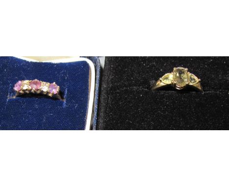 14ct gold gemset ring and a 9ct gold gemset ring.  Approx weight 3.8grams.(B.P. 21% + VAT) 
