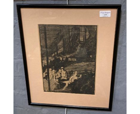 After Sir Frank Brangwyn, 'The Mine', monochrome print.  29x22cm approx.  Framed and glazed.  (B.P. 21% + VAT) 