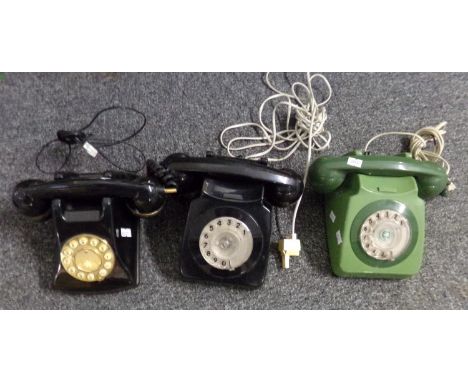 Two vintage rotary telephones and one push button rotary style telephone.  (3)  (B.P. 21% + VAT) 