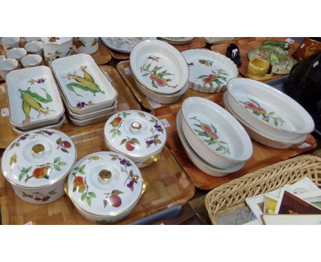 Five trays of Royal Worcester 'Evesham' design oven to tableware items to include: ramekins, lidded canisters, lidded tureens