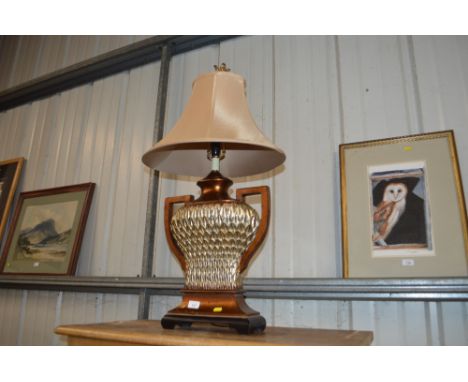 A large modern pineapple style table lamp and shade 