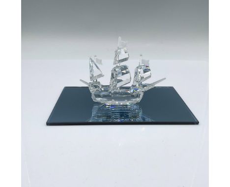 Part of the When We Were Young series, a clear facetted crystal figure of the late 15th century three masts sailing vessel wi