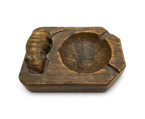 Robert “Mouseman” Thompson (British, 1876-1955), Carved oak ashtray, Signed with mouse signature, By the workshop of Robert T