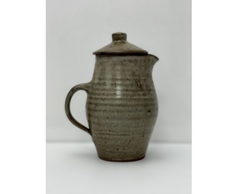 English studio pottery stoneware coffee pot, possibly Bernard Leach (British, 1887-1979). Crack running from internal, chip t