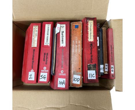 Rootes Group Workshop Manuals, generally excellent to good, with Hillman Avenger, Husky and Hunter, Chrysler Sunbeam, Horizon