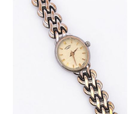 Rotary ladies 9ct gold watch on a hallmarked 9ct gold bracele. Quartz movement. Import hallmarks to inner case, numbered 4637