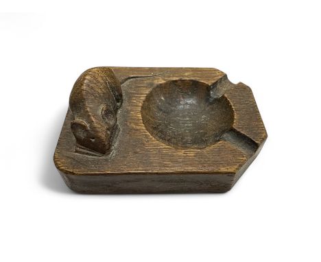 Robert “Mouseman” Thompson (British, 1876-1955), Carved oak ashtray, Signed with mouse signature, By the workshop of Robert T