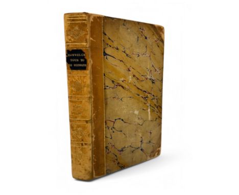 BOSWELL, James. 'The Journal of a Tour of the Hebrides, with Samuel Johnson.' Tan calf spine and marble boards. Published by 