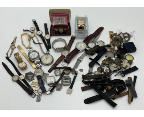 A range of watches to include Smiths, Sekonda, Constant, Ingersoll , Timex etc, plus several watch heads and some watch parts