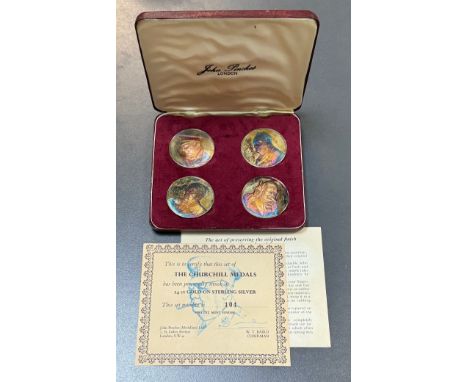 The Churchill Medals limited edition commemorative set of four silver gilt medallions, celebrating Sir Winston Churchill, by 
