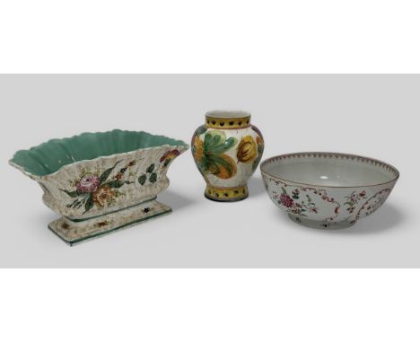 Decorative trio with vase (marked to base "Italy 250", 19cm), bowl &amp; planter.