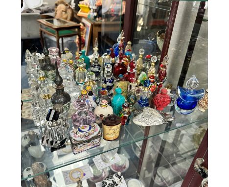 Scent Bottles, a range of decorative scent bottles predominantly glassware, to include; Patrick Stern studio glass bottle, Ar