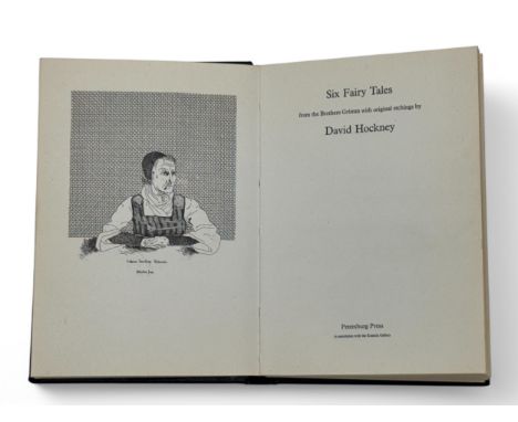 HOCKNEY, David - Six Fairy tales from the Brothers Grimm with original etchings by David Hockney. Blue leather binding with e