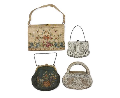 Small range of clutch bags, including embroidered (x3) and tapestry with floral pattern. (4)