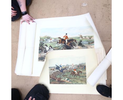 A collection of Antique coloured prints, horse and hunting scenes 