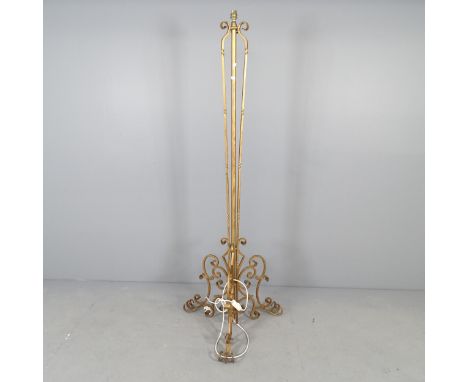 A gilt-painted wrought metal standard lamp. Height to bayonet fitting 164cm. 
