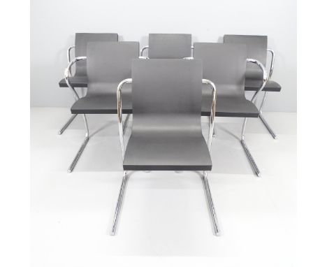 Ross Lovegrove, a set of 6 post-modern Magic chairs by Fasem, Italy, 1997, the seat cantilevered on a polished chrome base wi